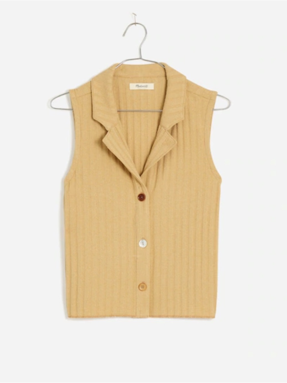Madewell Mixed-Button Ribbed Polo Tank Tan Yellow Size Small